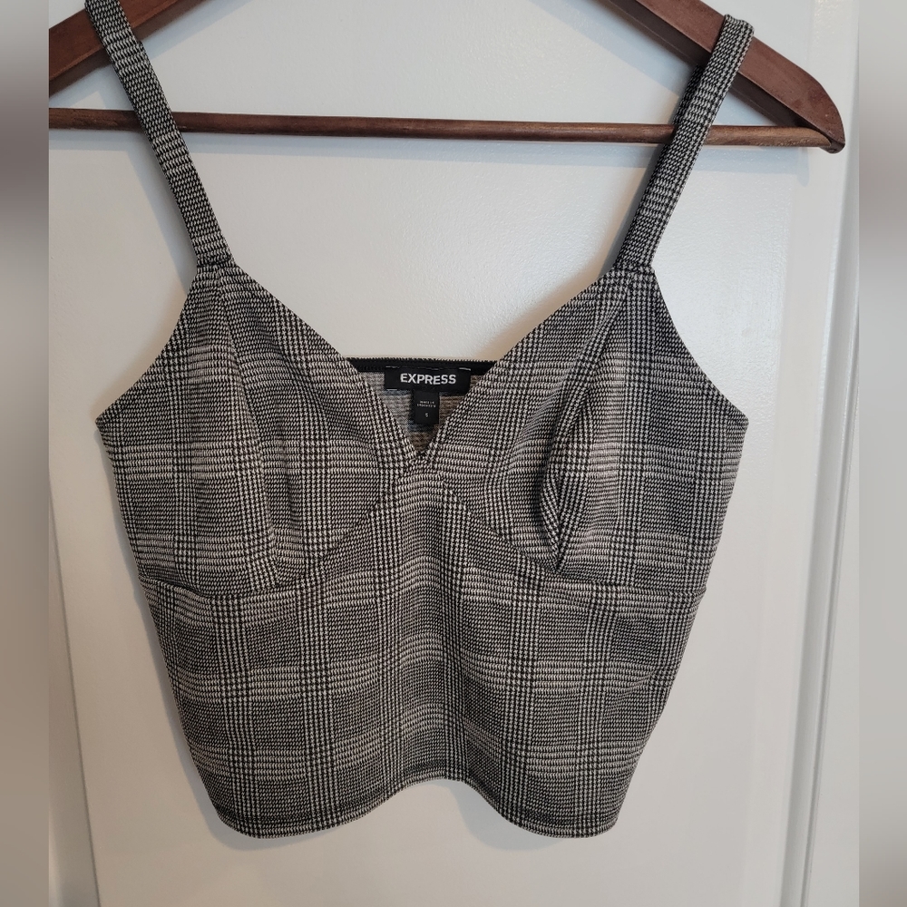 Express Plaid Bustier Cropped Top Sz S